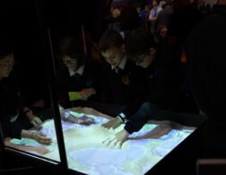 students looking at a map