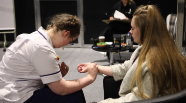 Young person competing in Health and Social Care competition