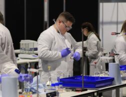 Young people competing in Laboratory Technician competition