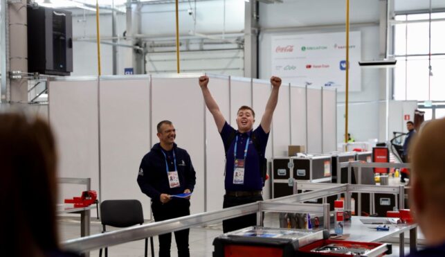 Photo of Declan competing internationally in the Automobile Technology Competition